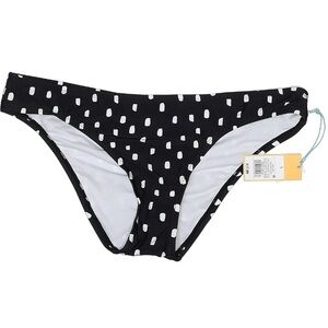NWT Kona Sol Black and White Medium Coverage Hipster Bikini Bottoms
